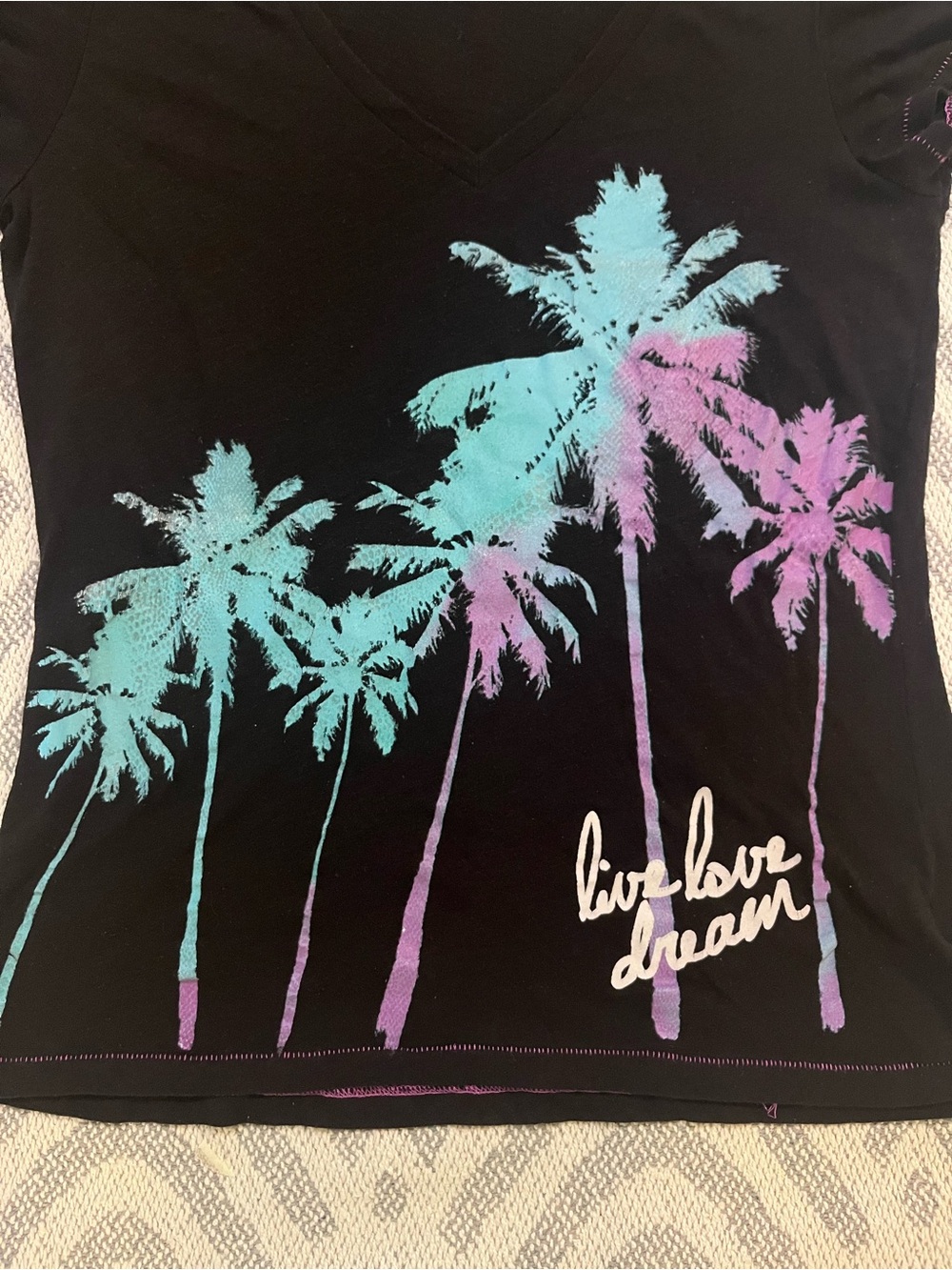 AEROPOSTALE Black Live Love Dream Palm Tree T-Shirt XL - Picture 2 of 4
